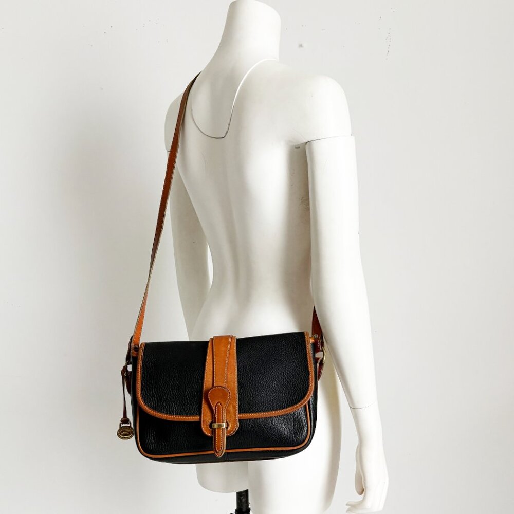 90s Dooney & Bourke All Weather Leather Large Equestrian Shoulder Bag St… - Picture 3 of 11